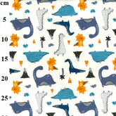 Dinosaurs Ivory Cotton Print Fabric by the Metre